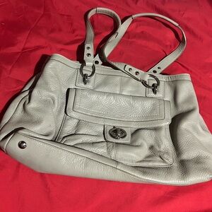 Coach Light Gray Leather Shoulder Bag